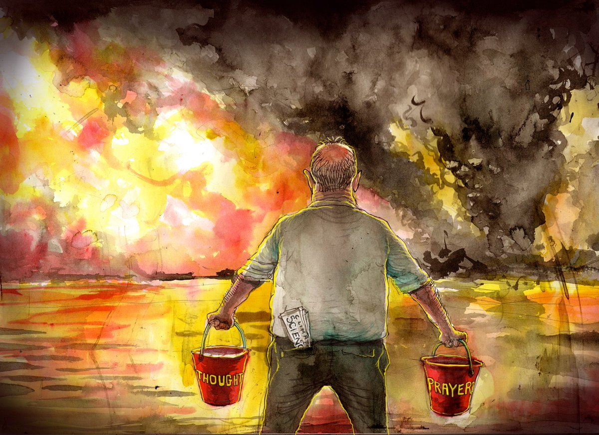 Fireman Scomo carries buckets of thoughts and prayers