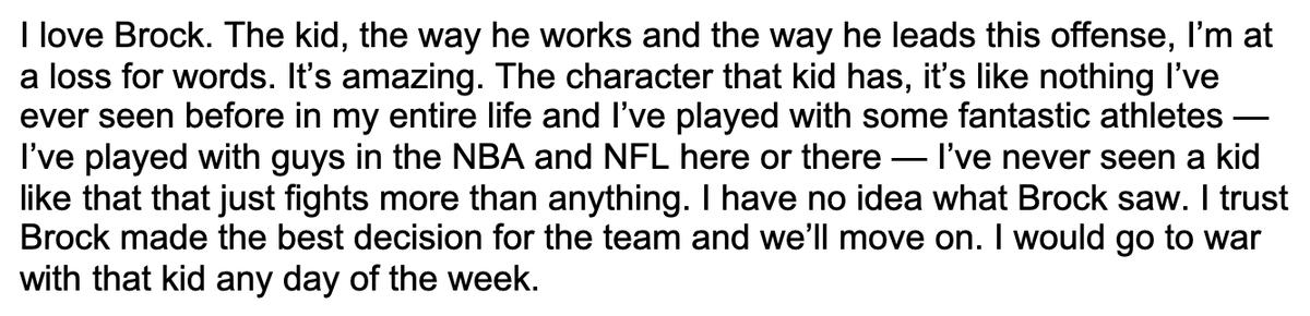 Brock Purdy said he realized Charlie Kolar may have been open on the two-point conversion. "That’s on me again," he said. "I’ve got to anticipate that better." Kolar didn't really have it and was emotional talking about Purdy.
