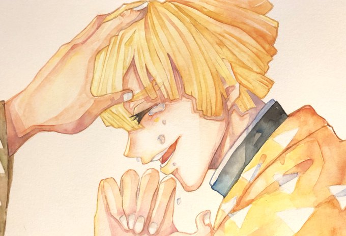 みる/紙(ペーパー)さんがTwitterに投稿した我妻善逸(鬼滅の刃)のイラスト。