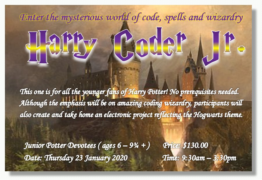 theCodingEdge's tweet image. Coding wizardry for the juniors. For ages 6 - 10. Coding, Electronics and Robotics, Hogwarts style!
codingedgeregister.online/HarryCoder-Jan…