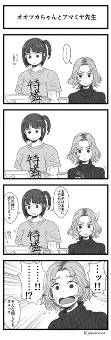 オオツカちゃんとアマミヤ先生の4コマ漫画を描きました 