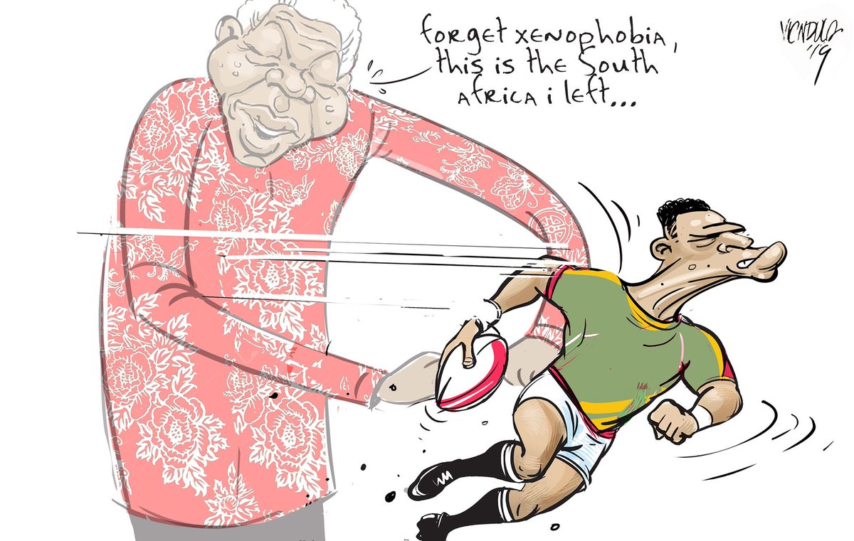 Cartoon for @dailynation #RWC2019Champions #Springboks #SouthAfricaRugby #Springboks #Madibamagic #MandelaEffect