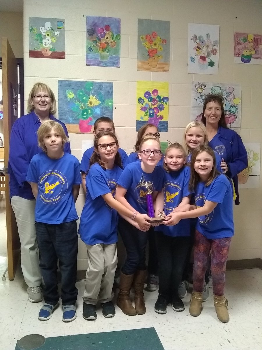 TerriJermain's tweet photo. Great day for @JC123Eagles elementary academic teams! 6th grade won their 1st match, 5th grade won the CHAMPIONSHIP, and 4th grade earned 3rd place after double overtime in their first match! Thanks, everyone for all your support this season! https://t.co/cb6Qw4Ez1G