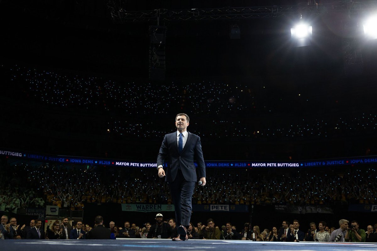 PeteButtigieg's tweet photo. I am not just here to end the era of Donald Trump. I am here to launch the era that must come next—one of hope and belonging. https://t.co/0qpa8b7MKU