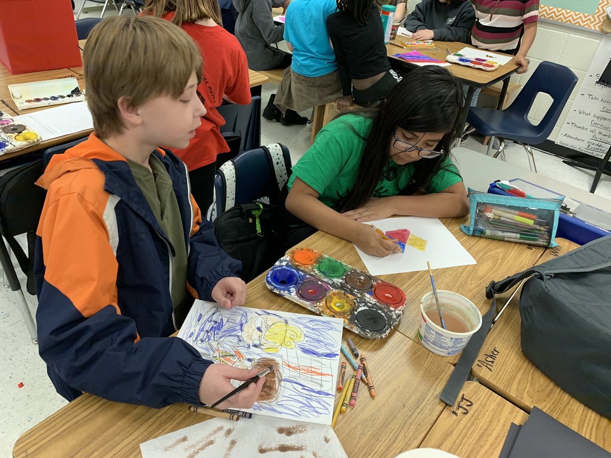 Hasty students trying out a new art technique called “crayon resist”. We were super impressed with their creativity! <a href="/ITSCCSD/">Instructional Technology Cherokee County Schools</a> <a href="/CherokeeSchools/">Cherokee Co. Schools</a>