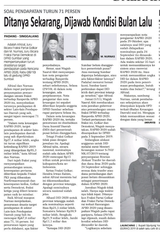 PgDprd's tweet image. Afrizal, Sekretaris Partai Golkar DPRD Sumbar dan Nurnas, jubir Fraksi Partai Demokrat DPRD Sumbar