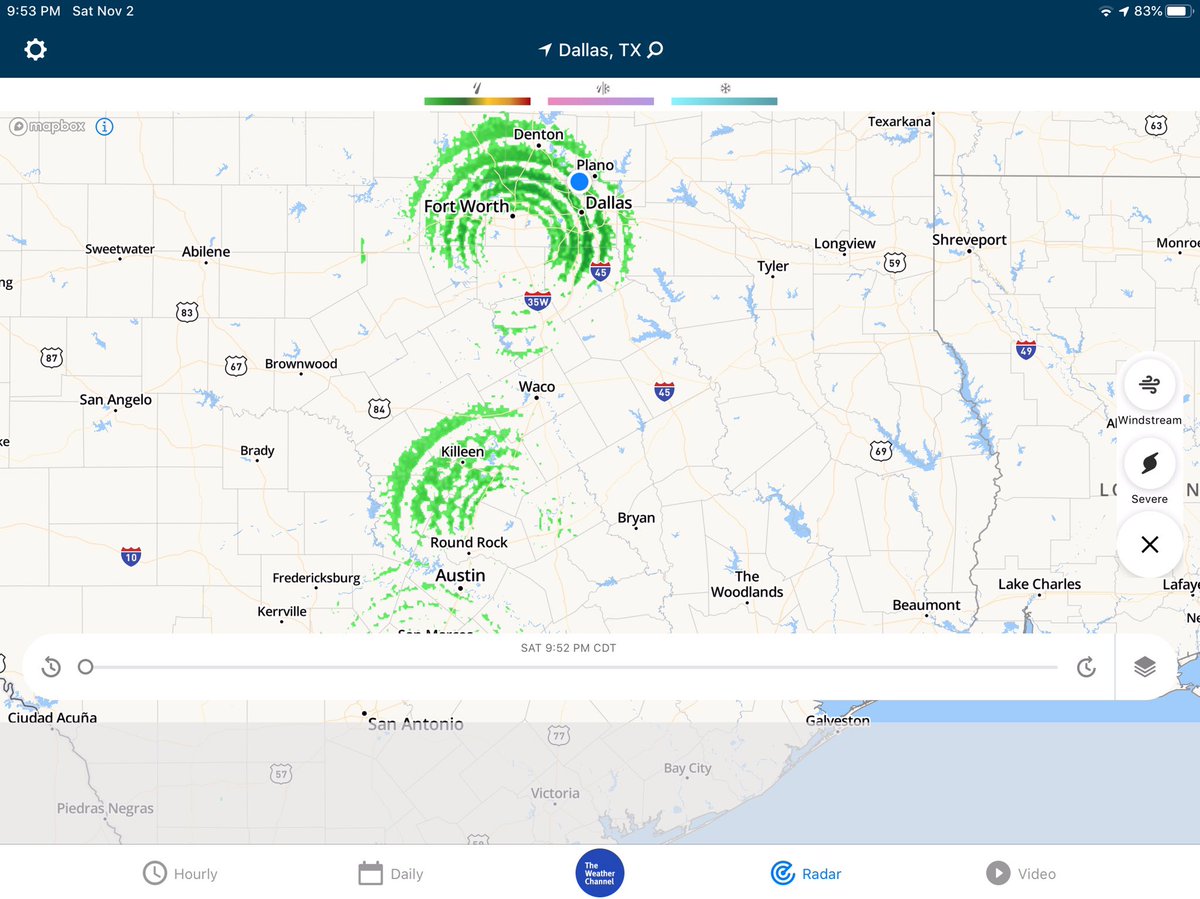 drew_mcmullen's tweet photo. @wfaaweather What’s going on with the radar?  Never seen anything like it. https://t.co/hfhyV3Uczm
