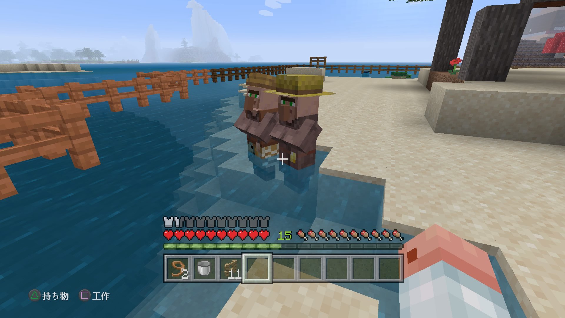 まったりしてくぅ マイクラps4 マイクラ バグ 不具合が起きたら 対処法 1 海ではしゃぐ村人 2 落陽とたたずむ村人 3 足下の砂を削除にも動じず二人の世界に浸る村人 4 二人の世界の村人を放って寝たが二人の気持ち変わらず Ps4share