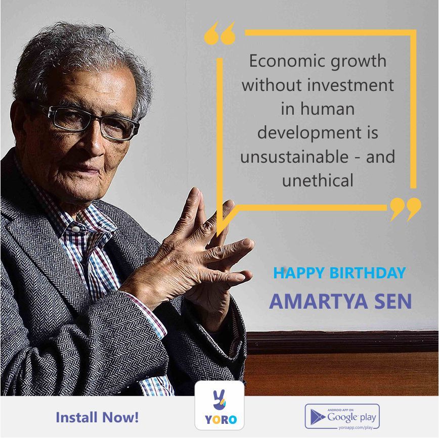 Happy Birthday Amartya Sen
@yoroapp

@yoroapp

@yoroapp
#AmartyaSen #Indianeconomist #economist #economics #study #philosopher #TheIdeaofJustice #Identity&Violence #DevelopmentasFreedom 
  
Install Yoro Now!⠀
buff.ly/2AaQpyw