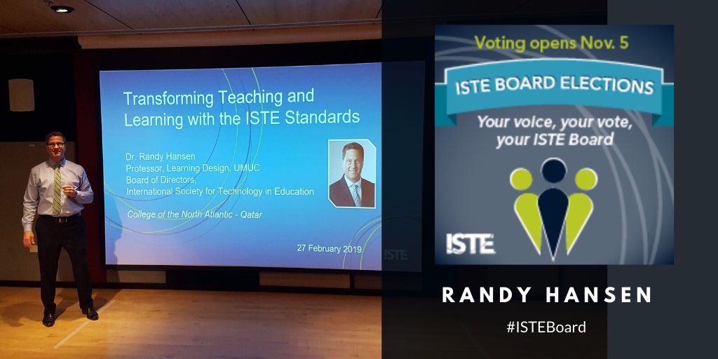 It is an honor to be selected with the other incredible candidates for the 2020 #ISTEBoard election. View all the candidates id.iste.org/about/election…. Voting opens Nov 5th!