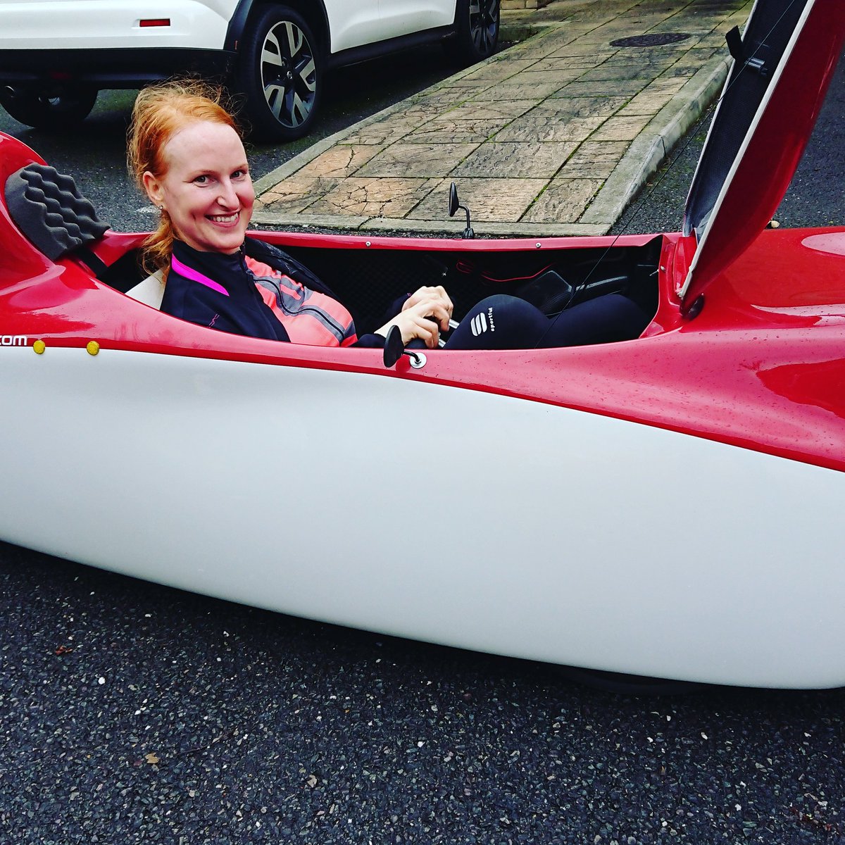 JohnWil89033175's tweet photo. First ride n a Velomobile, and a #milansl at that.Lea is an #ultraendurancecyclist and is looking to go faster than she has ever been before. She has come to the right place, #veloads #velomobile #outsideisfree #fullpro #humanpowered #velomobileworld #velomobileltd #testride https://t.co/9c4uZI9nN4