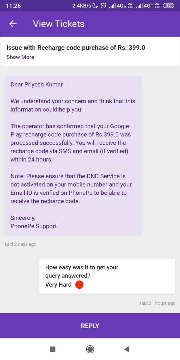 priyesh9875's tweet photo. @PhonePeSupport TX: N1911011502028987720651, it has been almost 2 days, haven't received my Google play code. How long will it take in digital world? https://t.co/qrv1OxiT3v