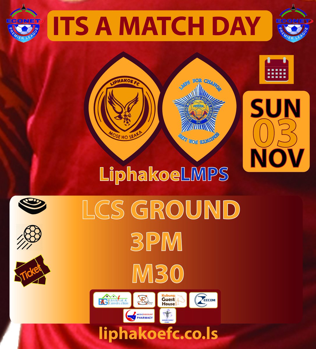 Liphakoefc's tweet photo. #MatchDayAlert
@Liphakoefc🆚LPMS
🏟️LCSGround
⚽3pm https://t.co/qjoQpwT5gR