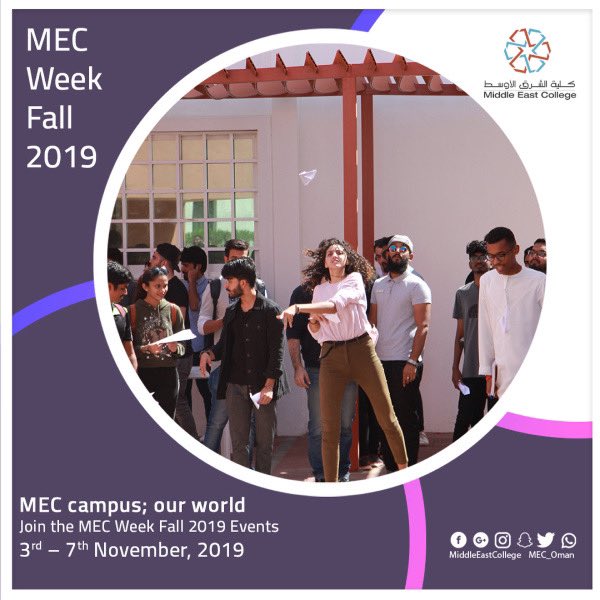 MEC_Oman's tweet photo. #أسبوع_الكلية
مستعدين لكمية من المتعة والجمال..؟
Are you ready for
#MEC_Week
#MyMEC #Workshop #events
💪🏻🎓🏂🏋🏻♀️🎖🏆🎭🎬🎳🎮 https://t.co/YiMX1Tdxpm