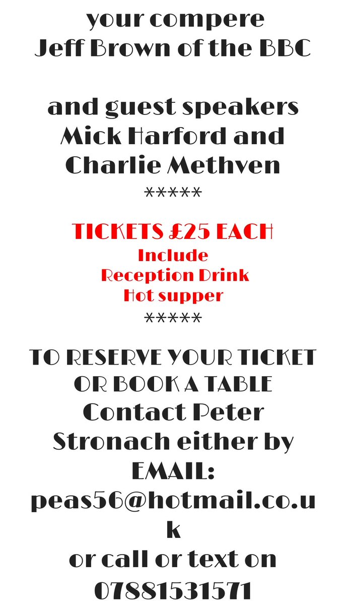 NEWS: Thursday 12th December we will host <a href="/JeffAB61/">Jeff Brown</a>, Mick Harford and Charlie Methven for a great evening at the <a href="/StadiumOfLight/">Stadium of Light</a>.

Get your tickets now 👇