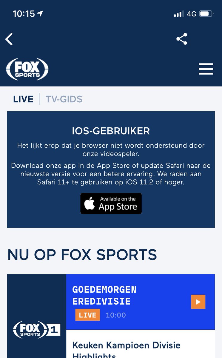 ⁦@FOXSportsnl⁩ dit schiet lekker op! Ik kijk via de app 😡