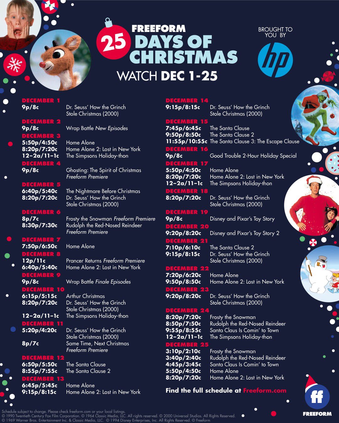 25 Days Of Christmas 2022 Schedule Christmas Countdown 2022 On Twitter: "51 Days Until #Christmas. Here's  Freeform's 25 Days Of Christmas Prime Time Line Up. Thoughts?  Https://T.co/Bhgi58Pf6Q" / Twitter