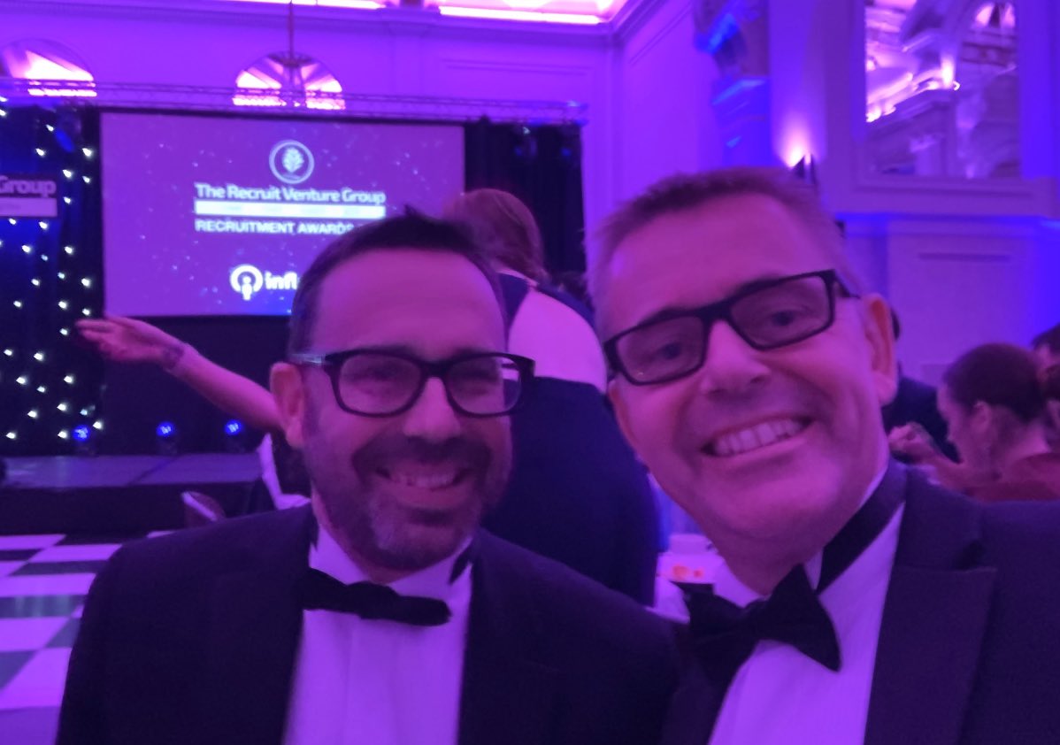 Simon and Mark <a href="/PbCreativeTeam/">Pb Creative Services</a> at the <a href="/RecruitVentures/">Recruit Venture</a> Awards. Congratulations to Jark Wakefield #TRVGAwards2019