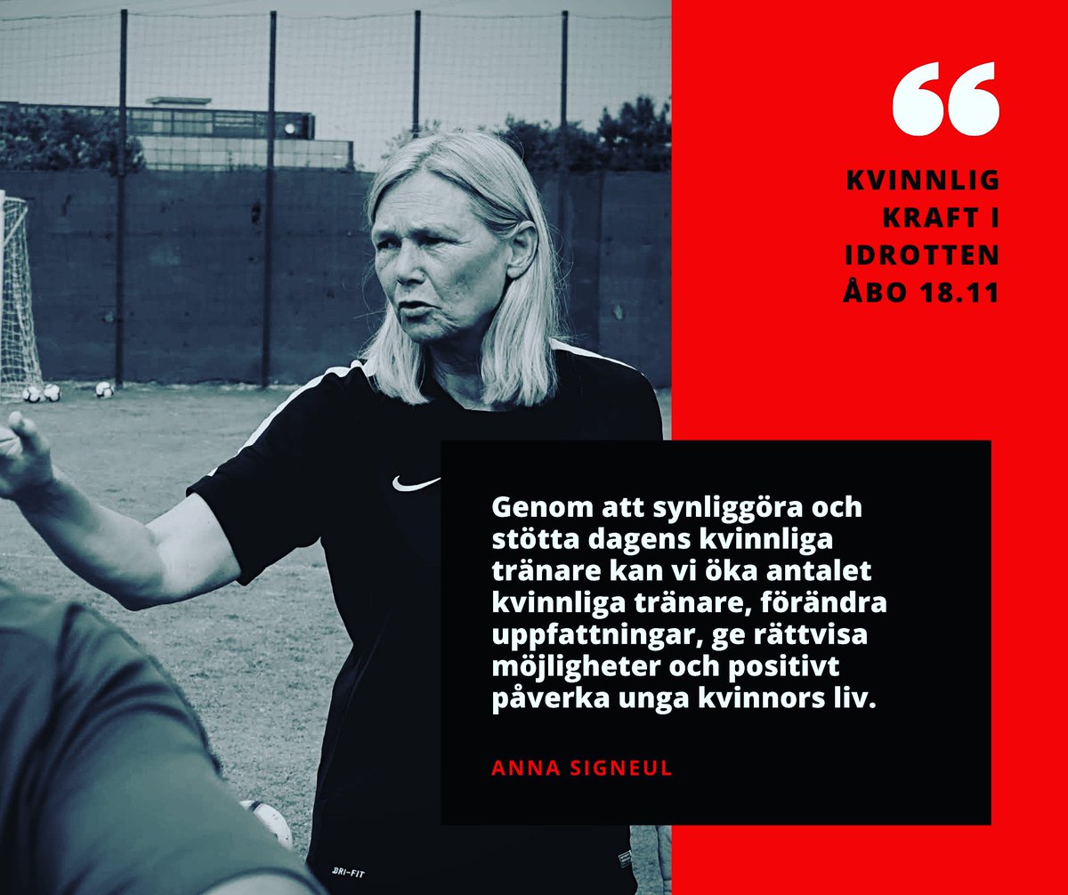 Kvinnlig kraft i idrott den 18.11 i Åbo. Mer information och anmälan hittar du på sammalinje.fi. Välkommen med! @Coach_FI @idrottfi @LuckanHel