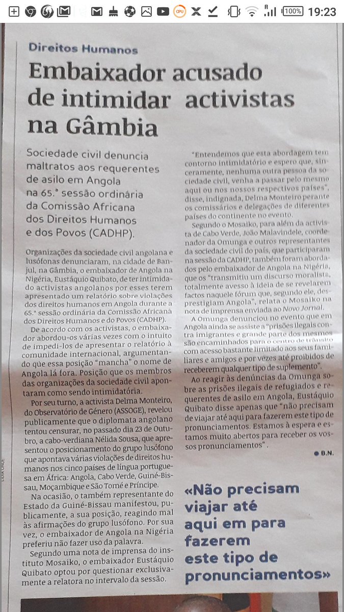 ChidiOdinkalu's tweet photo. #African Charter on Human &amp; Ppls Rights protects activists who attend @achpr_cadhp from state reprisals. But when Nelida Sousa, an activist from Cape Verde, made a statement on behalf of #GroupoLusofono at #ACHPR65, Angola's representatives threatened her. https://t.co/ZFjwlpZcV7