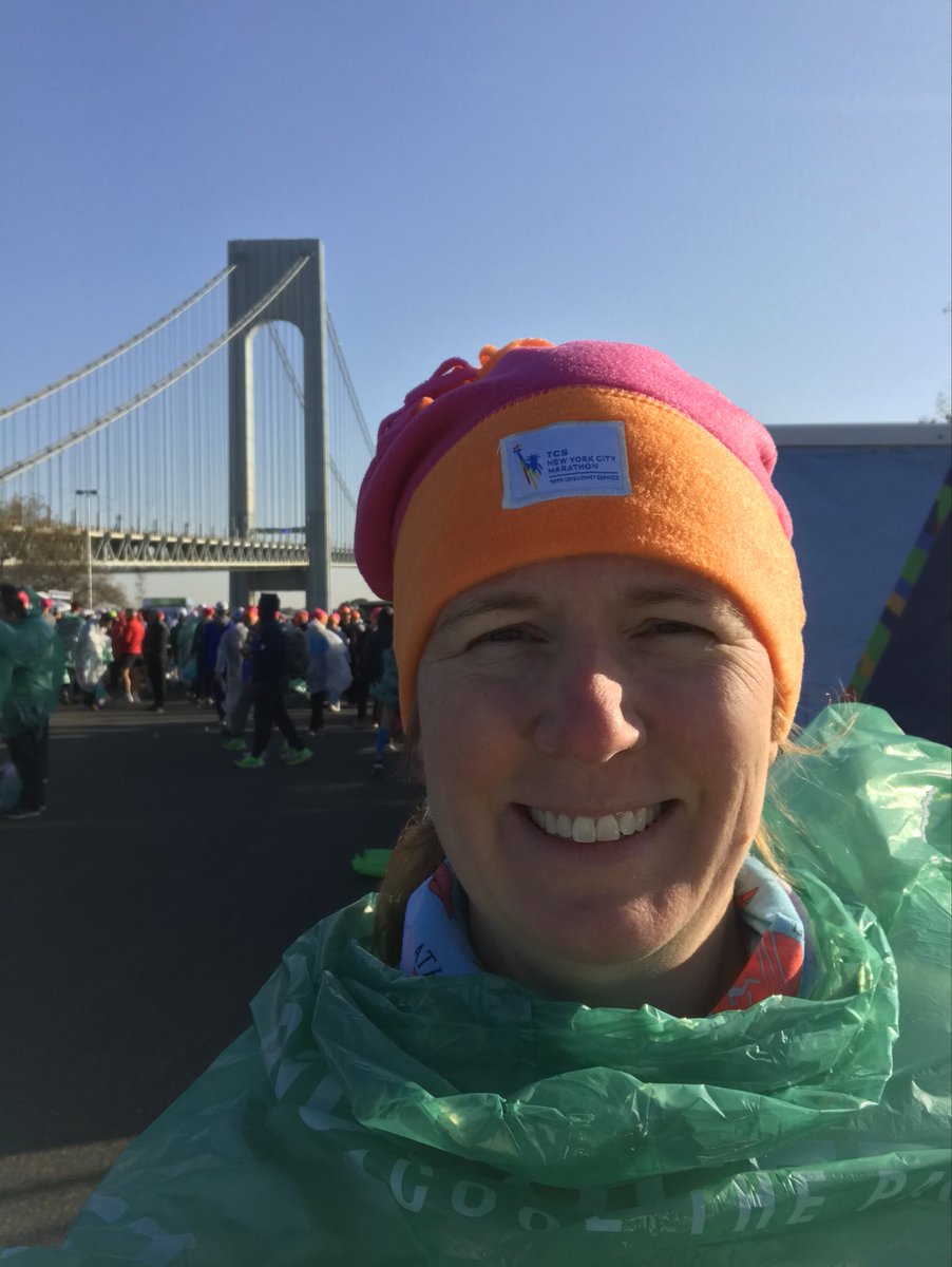 In race corral at #nycmarathon2019 - can’t wait to get going!!