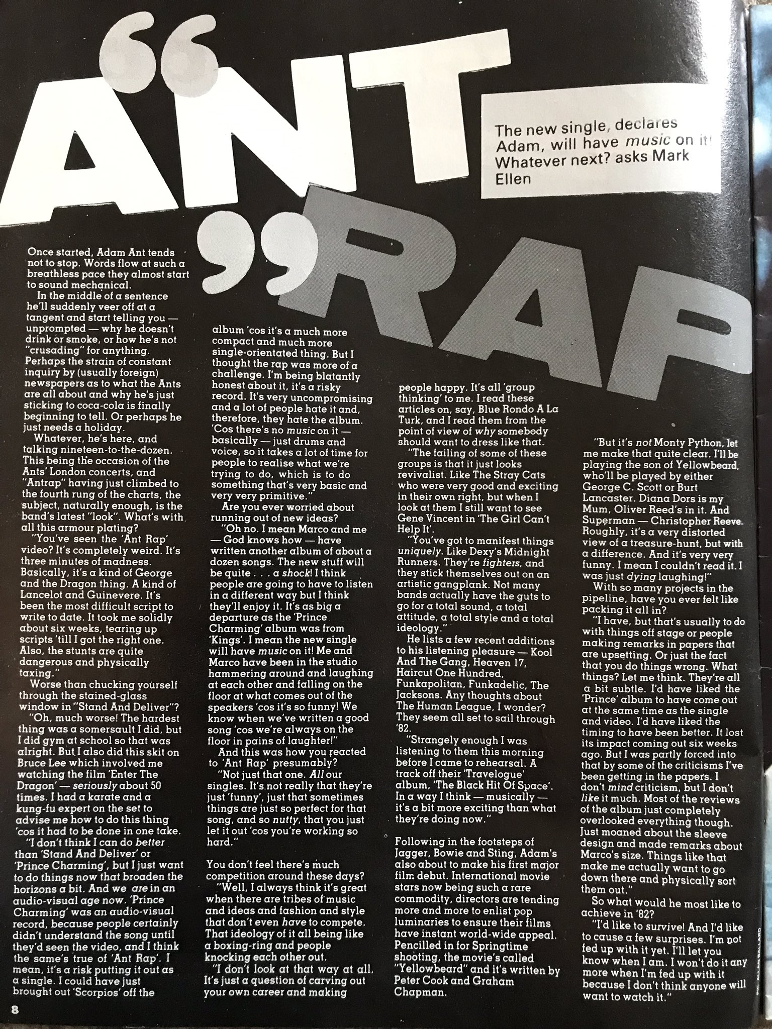 Happy birthday Adam Ant! Interview and poster from the January 7-20 1982 issue. 