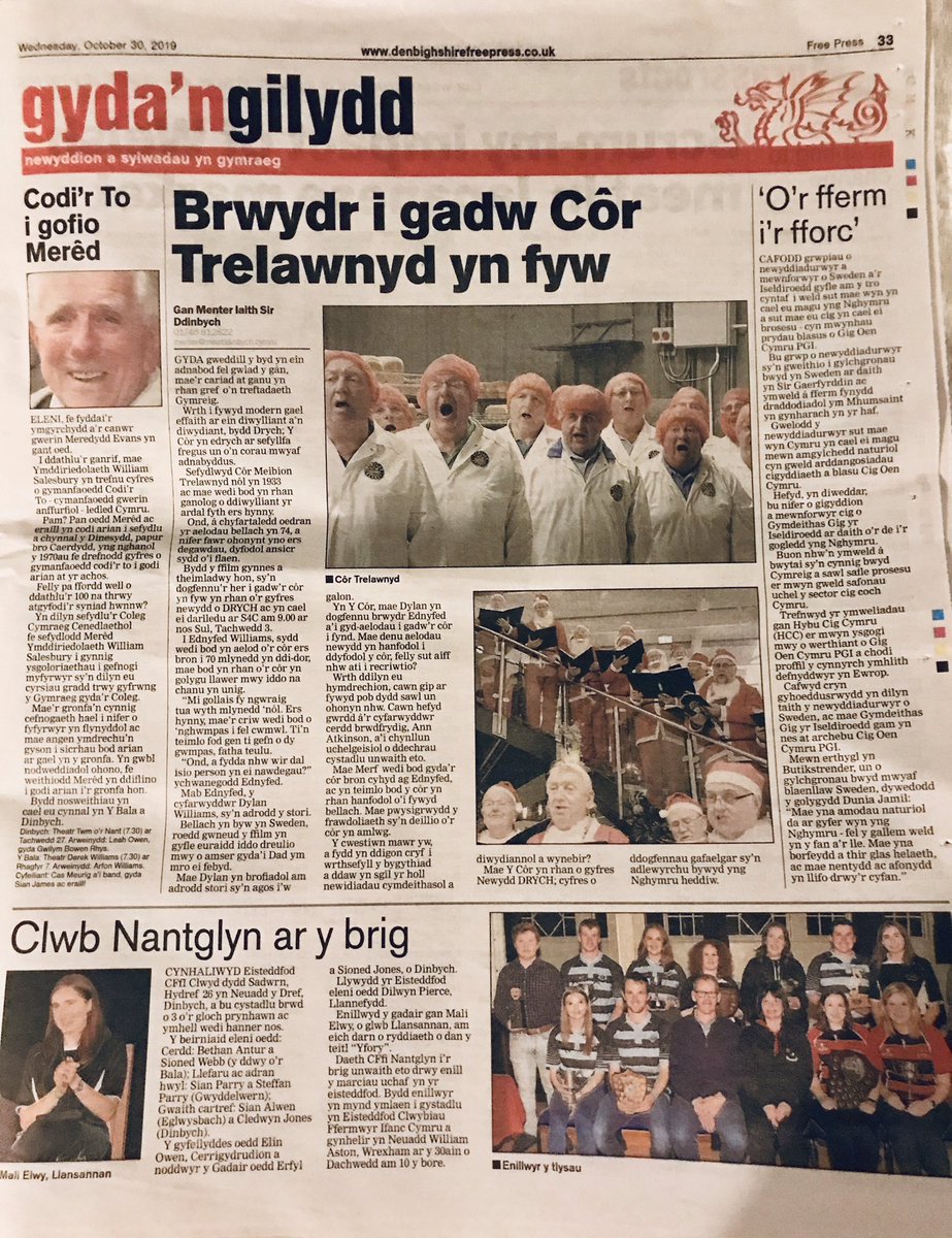 Menter Iaith Sir Ddinbych 🏴 (@midinbych) on Twitter photo Yn y <a href="/DenbighshireFP/">Denbighshire Free Press</a> yr wythnos hon // in this week’s #Denbighshire Free Press <a href="/TrelawnydMVC/">TRELAWNYD MALE CHOIR</a> <a href="/S4C/">S4C 🏴</a> <a href="/CwmniDa/">Cwmni Da</a> <a href="/HenllanBakery/">Henllan Bakery</a> <a href="/Anniecanu/">Ann Atkinson</a> <a href="/CronfaGWS/">Cronfa Genedlaethol William Salesbury</a> <a href="/CFfICymru/">CFfI Cymru</a> <a href="/Clwydyfc/">Clwyd YFC</a> <a href="/HybuCigCymru/">HCC</a> Yn y <a href="/DenbighshireFP/">Denbighshire Free Press</a> yr wythnos hon // in this week’s #Denbighshire Free Press <a href="/TrelawnydMVC/">TRELAWNYD MALE CHOIR</a> <a href="/S4C/">S4C 🏴</a> <a href="/CwmniDa/">Cwmni Da</a> <a href="/HenllanBakery/">Henllan Bakery</a> <a href="/Anniecanu/">Ann Atkinson</a> <a href="/CronfaGWS/">Cronfa Genedlaethol William Salesbury</a> <a href="/CFfICymru/">CFfI Cymru</a> <a href="/Clwydyfc/">Clwyd YFC</a> <a href="/HybuCigCymru/">HCC</a>