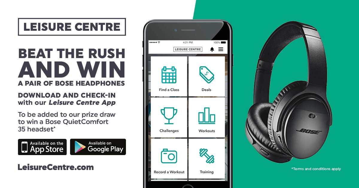 As of the 13th of November, there'll be new ways to enter our centres and use your membership through our app.

To kick it off we're also going to pick a customer at random who has checked in using the App to win some Bose QuietComfort 35 II's worth £300