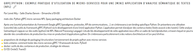 Programme PyConFR 2019