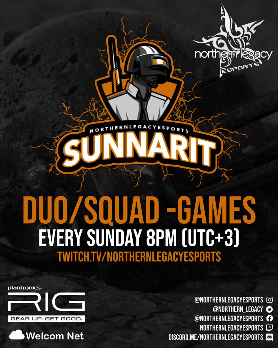northern_legacy's tweet photo. PUBG SUNNARIT TODAY KLO 20:00!

#northernlegacy #pubg #customgames #sunnarit #rig #eSports #esportsfi https://t.co/bjjGZUtIsS