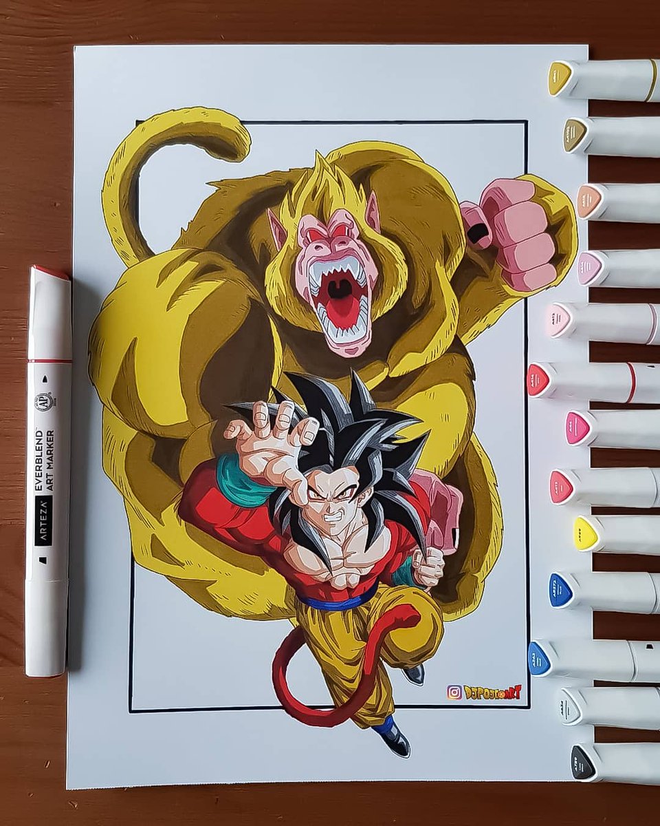djpoje's tweet photo. Compo goku ssj4 et oozaru gold terminer.😉 Colo avec les feutres @artezaofficial le set de 36 ton skin 😉💪et le set de 120 feutres
https://t.co/RkUZNRzuSn
#losbanditos_french_art #dbz #dbs #dragonball #dragonballz https://t.co/CMipUbTbGK