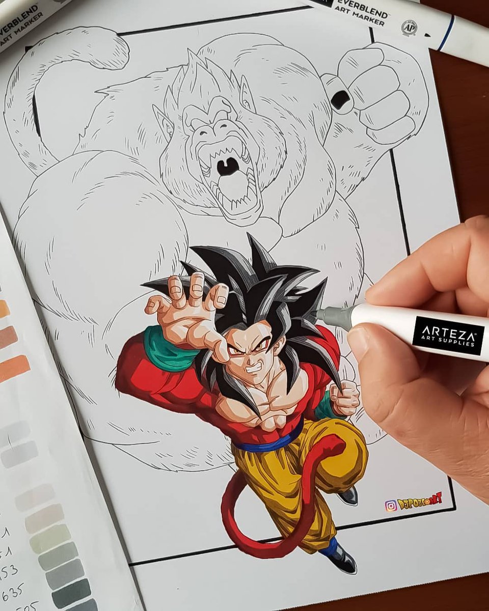 djpoje's tweet photo. Compo goku ssj4 et oozaru gold terminer.😉 Colo avec les feutres @artezaofficial le set de 36 ton skin 😉💪et le set de 120 feutres
https://t.co/RkUZNRzuSn
#losbanditos_french_art #dbz #dbs #dragonball #dragonballz https://t.co/CMipUbTbGK