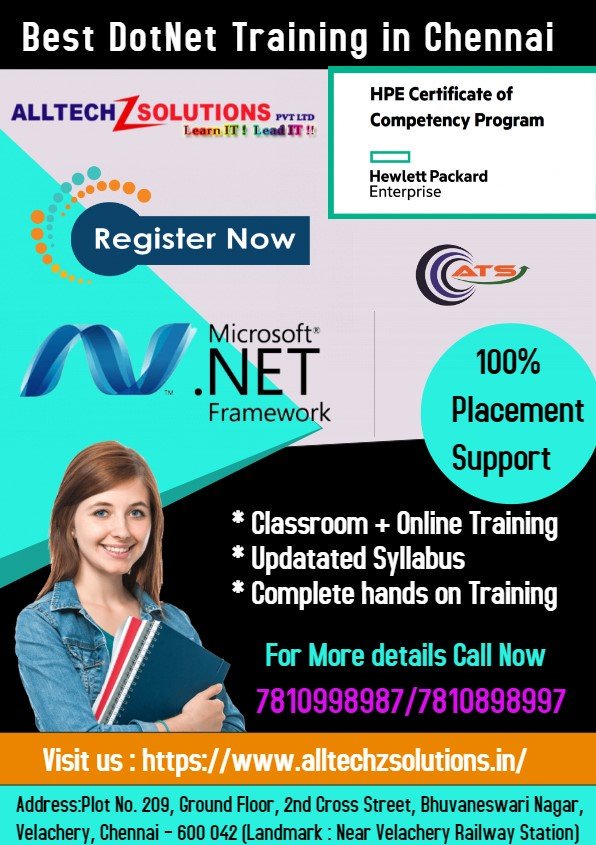 alltechz's tweet image. AllTechZ Solutions (ATS) Pvt Ltd is the Best Dotnet Training Institute in Chennai and Kanchipuram.
Learn :Dotnet Training at AllTechZ Solutions.
Visit us :alltechzsolutions.in/dotnet-trainin……
Call us : 78109 98987 / 78108 9899
#DotnetTraining #DotnetCourse #DotnetCertification