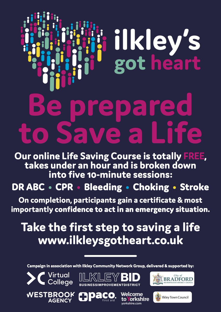 IlkleyBID's tweet photo. Have you seen any of the #IlkleysGotHeart first aid demos &amp; in around Ilkley?

Prepared to Save a Life is an online course designed to give everyone &amp; anyone, essential knowledge of how to help in an emergency. Sign up today &amp; become a lifesaver

https://t.co/LZY8aHIfib https://t.co/yqGsPyZ96q