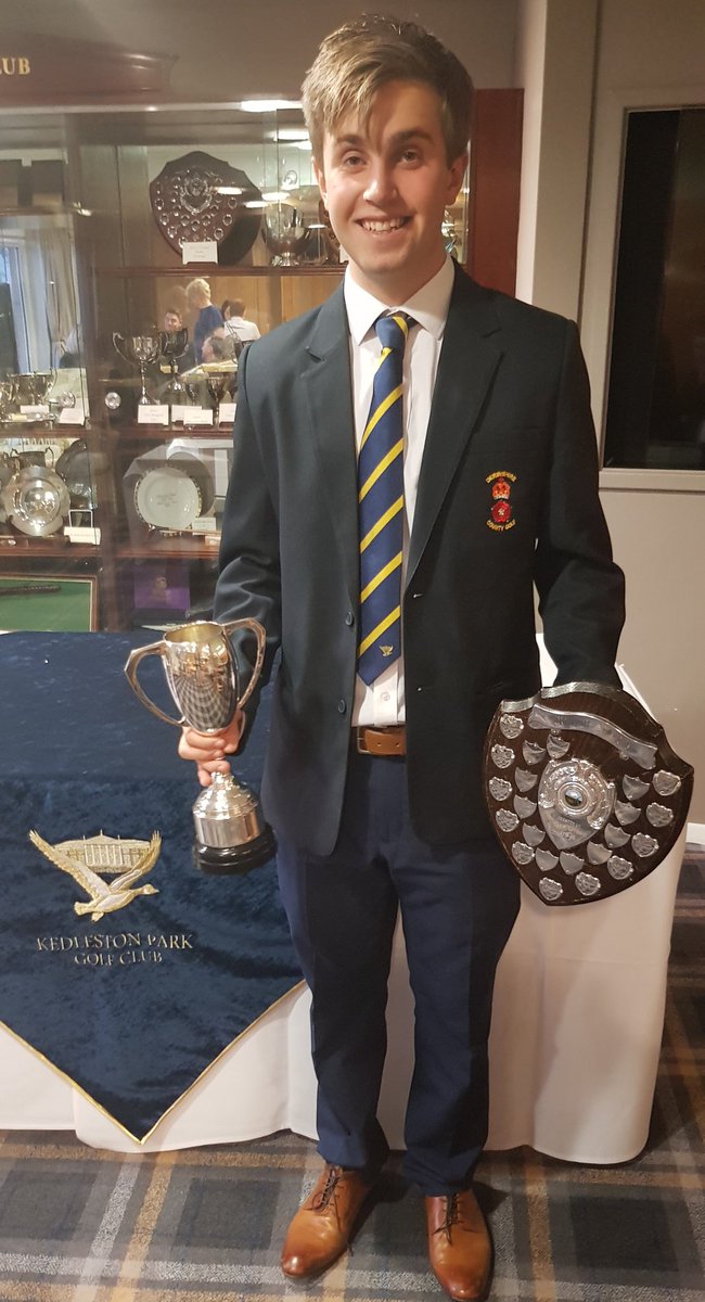 pcwain's tweet photo. To finish a great year for @BFWain he has been appointed Kedleston Park  Junior Captain for next year. Also winner of the Order of Merit,  the Junior Knockout Cup, Mike Liver Shield and Tim Bowers Cup @KPGCJuniors #proudparents https://t.co/9kQjNFPYnD