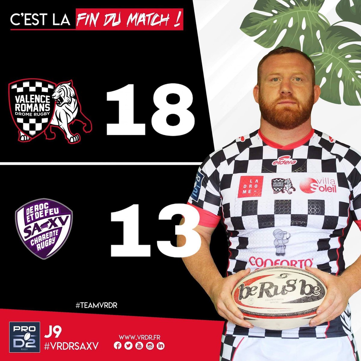VRDRrugby's tweet photo. 🔥 VICTOIIIIIIIIRE 🔥
Vos Damiers remportent ce choc face à @SAXV_Charente
Tous ensemble, soyons là #TEAMVRDR !
A vendredi ! 😉 https://t.co/zXkxpgC9Fq
