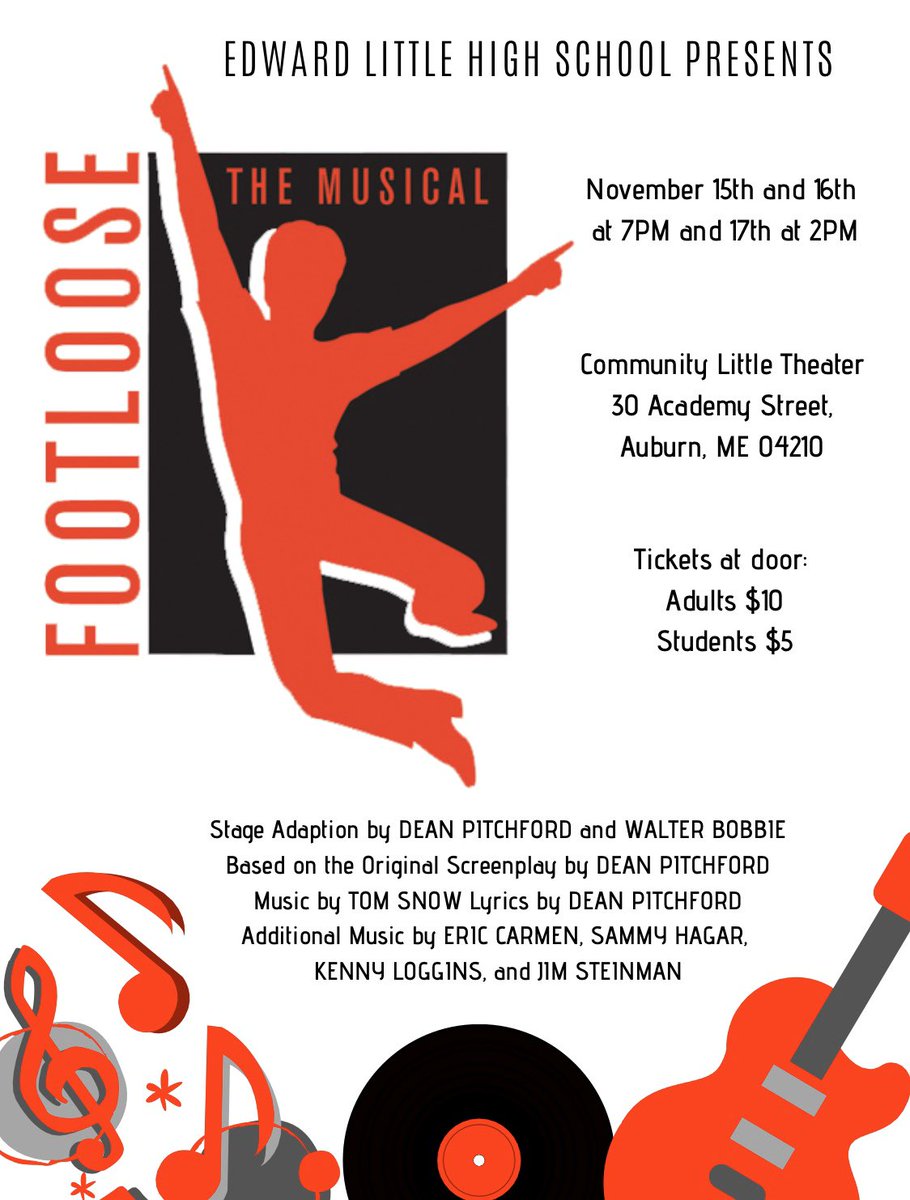 ELHSDramaClub's tweet photo. Kick off your Sunday shoes! Join us at the Community Little Theater next weekend for our production of Footloose the Musical! https://t.co/bFbDDWW4S3