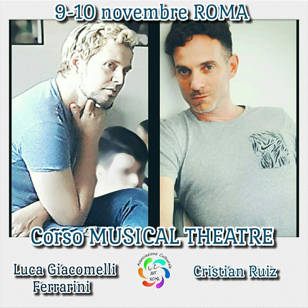 CORSO INTENSIVO DI MUSICAL THEATRE. 
Ancora posti disponibili per uditori per il 9/10 Novembre.
Ascolta, guarda e vivi le lezioni comodamente seduto, di Canto Recitazione e Movimento scenico, con Luca Giacomelli Ferrarini e Cristian Ruiz.
Lc.artroma@gmail.com 
tel 3389220934