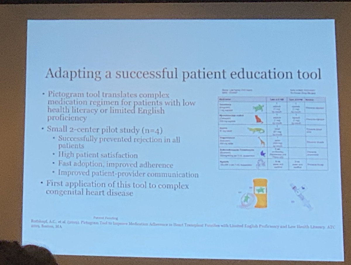 DrJenniferCo_Vu's tweet photo. Great presentation by @mmsteltz @NPCQIC #FallLS2019 showing an Innovative patient medication tool using a Pictogram which translates a complex medication regimen for patients with low literacy or limited English proficiency! @ACTION4HF #pedscards @LurieChildrens https://t.co/tGO4J8h4Fb
