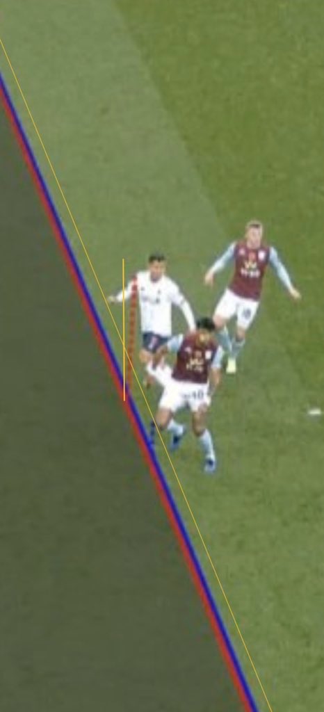 kat_lfc13's tweet image. Why wasn’t the red line straight? If it was it would have clearly shown him to be onside.