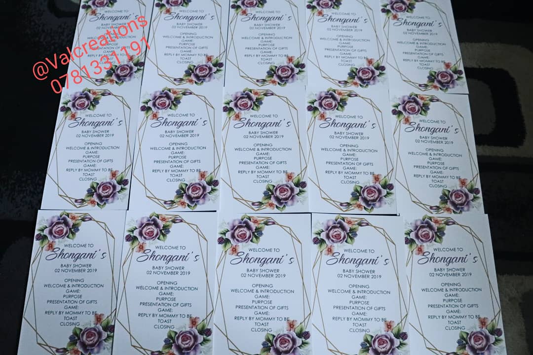 Valcreations1's tweet image. Baby shower Programs by Valcreations 0781331191

#weddingstationery #seatingchart  #weddingprograms #DJSBU #weddinginvitations #GirlTalkZA