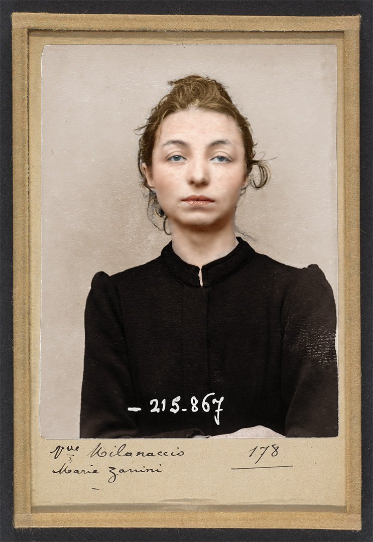 MarieLou_Chatel's tweet photo. 1894 : Marie Zanini. Anarchist. 28 years old. Cooker. 2019 © @MarieLou_Chatel Restored &amp; Colorized. Original © Alphonse Bertillon - Met : 2005.100.375.433 No known restrictions. #anarchist #france #oldpictures #photorestoration #colourised #colorized #colorization #colorizedphoto https://t.co/4jl9Afk3Ro