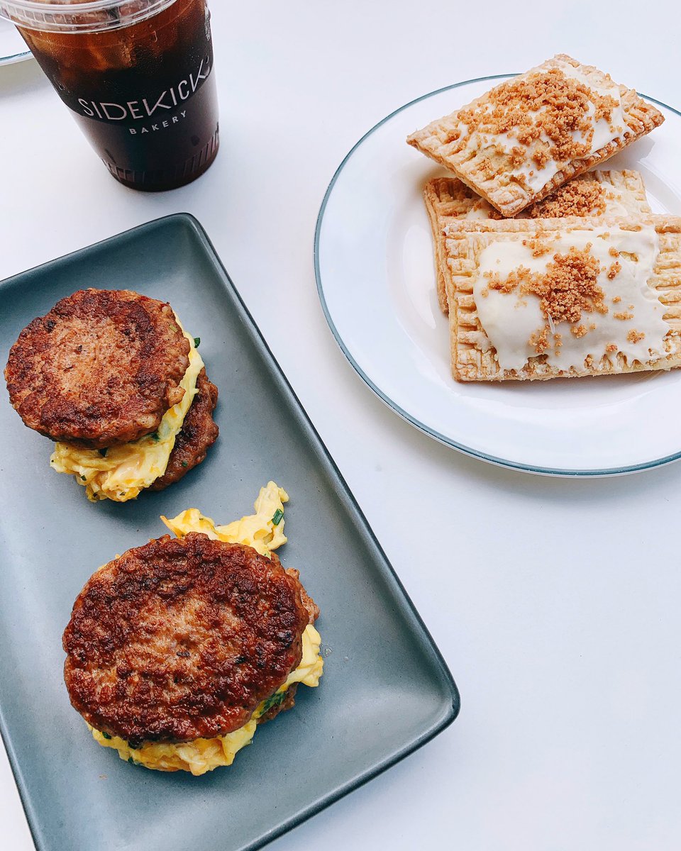 #breakfastsandwich w/ maple sausage  “buns” #NationalSandwichDay #arlingtonva <a href="/BallstonQuarter/">Ballston Quarter</a>