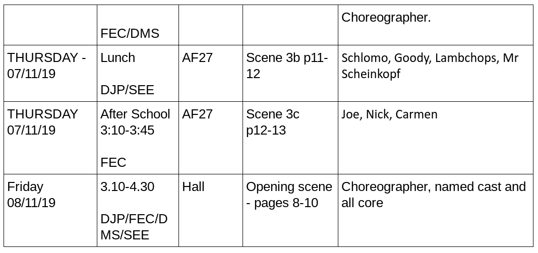 YJBPerform's tweet photo. Week 5 rehearsal schedule #fame #yjbperform @ysgoljohnbright https://t.co/n89l1fwCJy