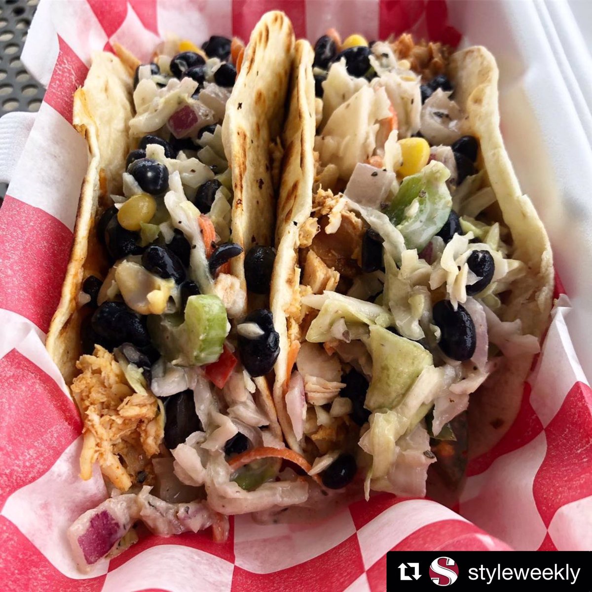Today is the last day of Nacho Taco Week. We are offering two pork or chicken tacos for $5, and two brisket tacos for $6 ALL DAY (noon to 8P). Come and get ‘em! #bbq #tacos #pork #chicken #brisket #delish #yum #cheapeats #comeandgetit #getit #gitit #rvadine 📸: <a href="/StyleWeekly/">Style Weekly</a>