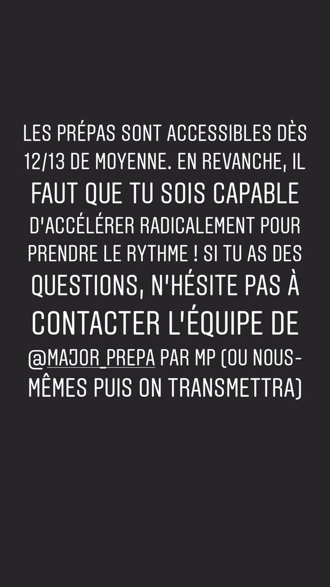MCornilliet's tweet image. Il est de notre rôle de montrer la voie prépa aux étudiants en Terminale ! 

➡️ Le compte Instagram de @Major_Bac (suivi par près de 6000 lycéens) a pour ambition de les aider à s’orienter vers des filières sélectives et à lutter contre l’autocensure ! 👌