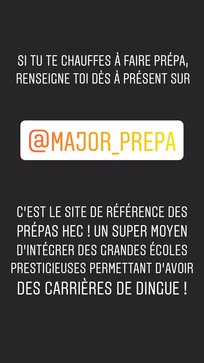 MCornilliet's tweet image. Il est de notre rôle de montrer la voie prépa aux étudiants en Terminale ! 

➡️ Le compte Instagram de @Major_Bac (suivi par près de 6000 lycéens) a pour ambition de les aider à s’orienter vers des filières sélectives et à lutter contre l’autocensure ! 👌