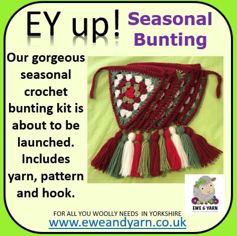 Launched this week... seasonal bunting kits with <a href="/stylecraftyarns/">StyleCraft Yarns</a> Special DK, pattern and hook 😍 #eweandyarnthirsk #crochet  #thirsk #northyorkshire #yarn #yarnshop #shoplocal #justacard #justsupportsmall