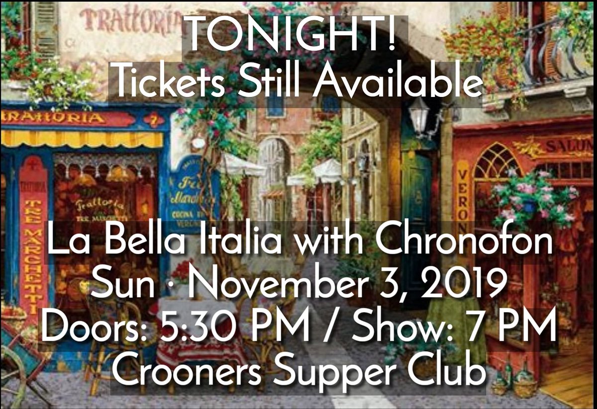 chronofon's tweet photo. Bring your sweetie and enjoy some magnifico Italian wine and food from Crooners wonderful cellar and kitchen. Join Chronofon at Crooners for La Bella Italia and make it una bella note!

Get Tickets
https://t.co/IVAUhq8uVP⠀
⠀⠀⠀⠀
#mplsevents #saintpaul #livemusic #msp #cabaret https://t.co/yHjg0lPTrc