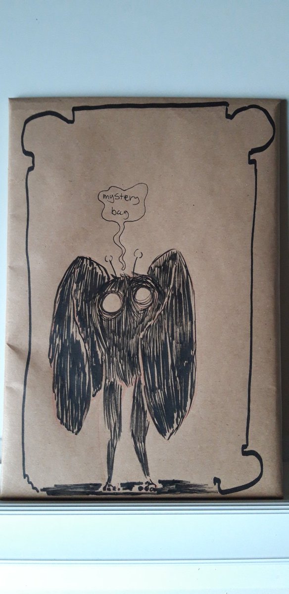 Deverfro's tweet photo. For some fun, I've made up a few.mystry bags to sell at @ThoughtBubbleUK next weekend! They all have 3 comics and come with a unique drawing on the bag!
#thoughtbubble #tbubbs #mystery #mysterybag #yokai #orc #racoon #cryprid #mothman #comics https://t.co/gegqgFrRiv
